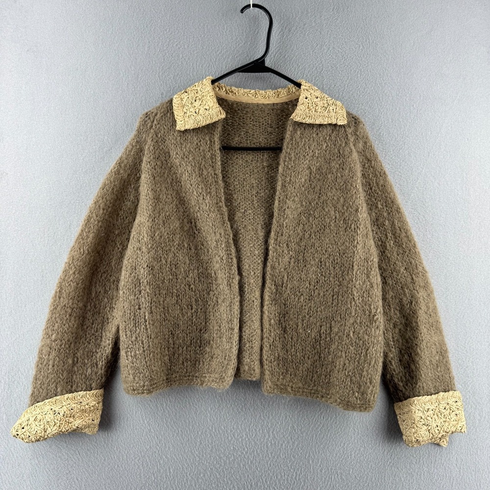 Antique Mohair Sweater 20s 30s Womens Small Open Front Cardigan